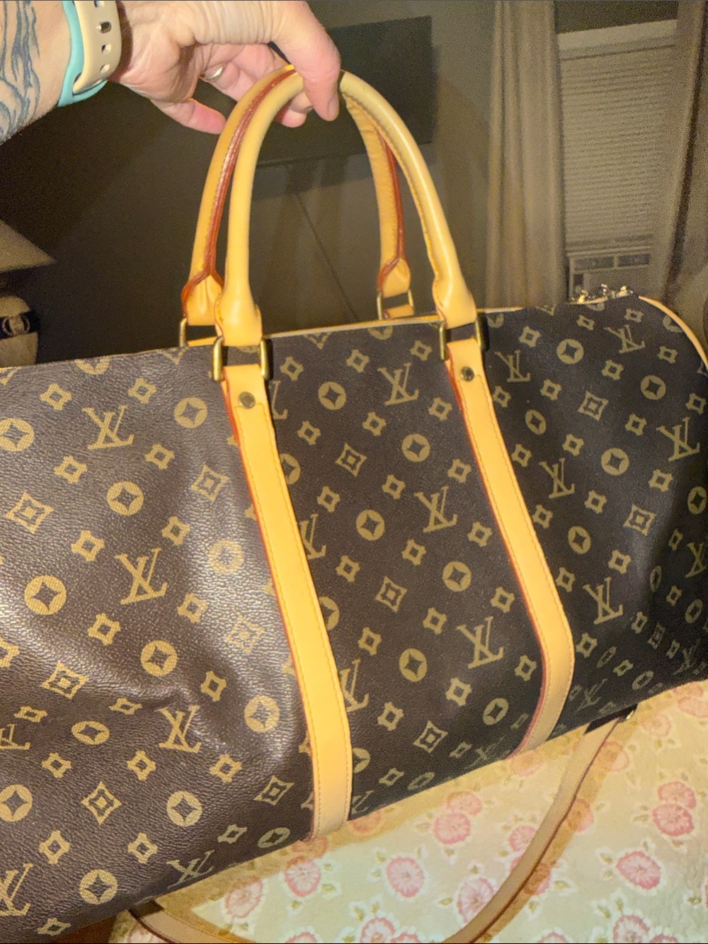 Monogram Canvas Travel Duffel with Tan Trim